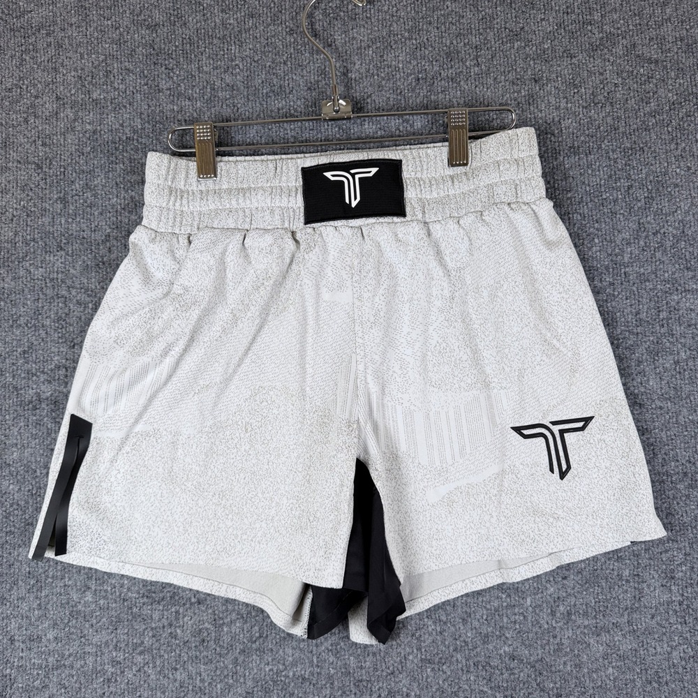 Takedown Fight Shorts Mens M White Gray Camo MMA Grappling Wrestling BJJ